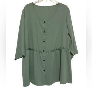 Green Button-Down Women's Top